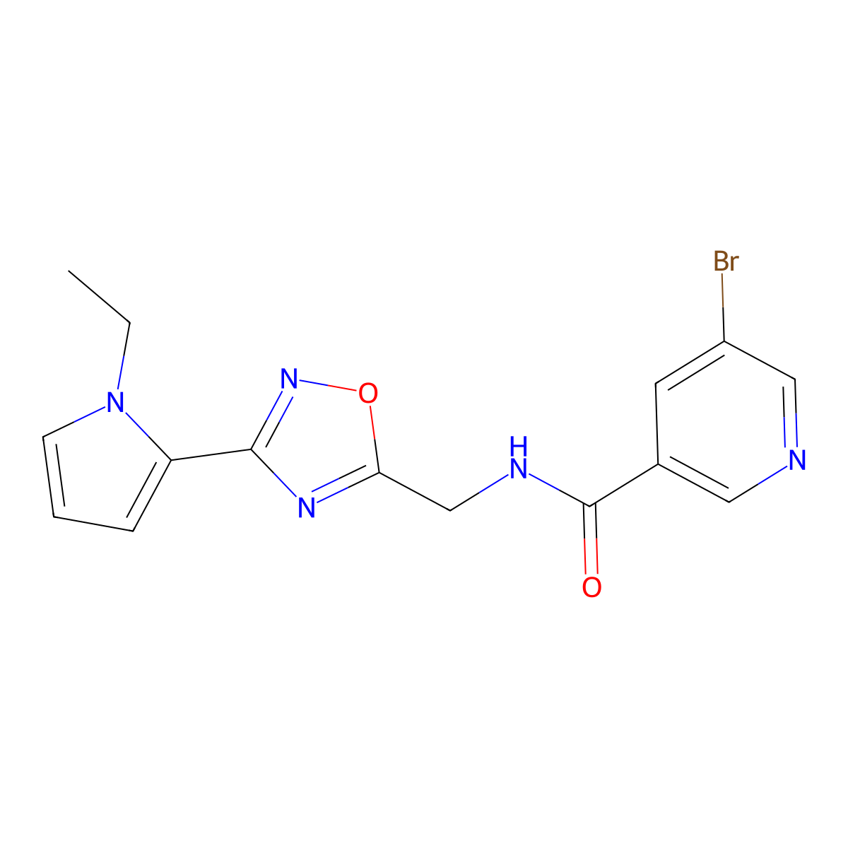 5-bromo-N-((3-(1-ethyl-1H-pyrrol-2-yl)-1,2,4-oxadiazol-5-yl)methyl)nicotinamide molecular structure, CAS 2034502-84-4
