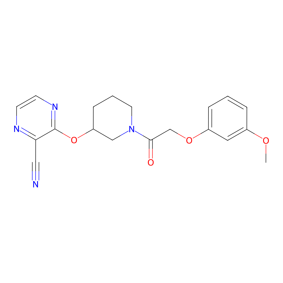 3-({1-[2-(3-Methoxyphenoxy)acetyl]piperidin-3-yl}oxy)pyrazine-2-carbonitrile molecular structure, CAS 2034502-85-5