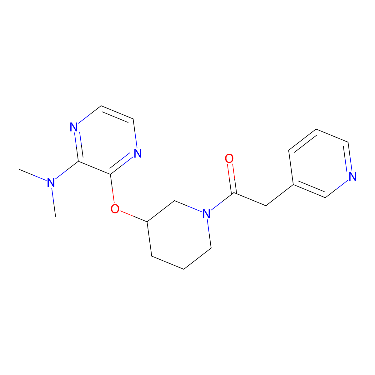 1-(3-((3-(Dimethylamino)pyrazin-2-yl)oxy)piperidin-1-yl)-2-(pyridin-3-yl)ethanone molecular structure, CAS 2034502-88-8