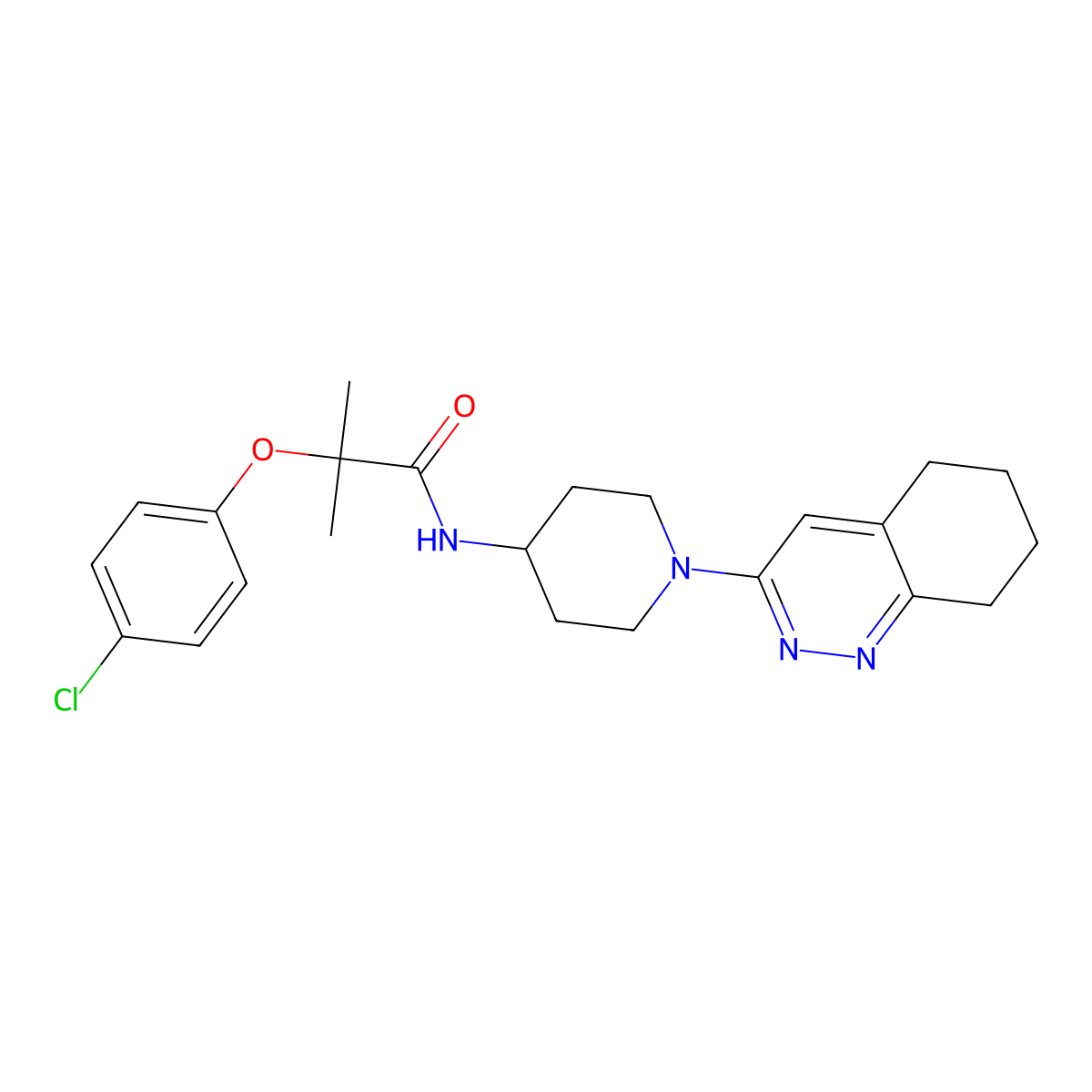 2-(4-chlorophenoxy)-2-methyl-N-[1-(5,6,7,8-tetrahydrocinnolin-3-yl)piperidin-4-yl]propanamide molecular structure, CAS 2034502-94-6