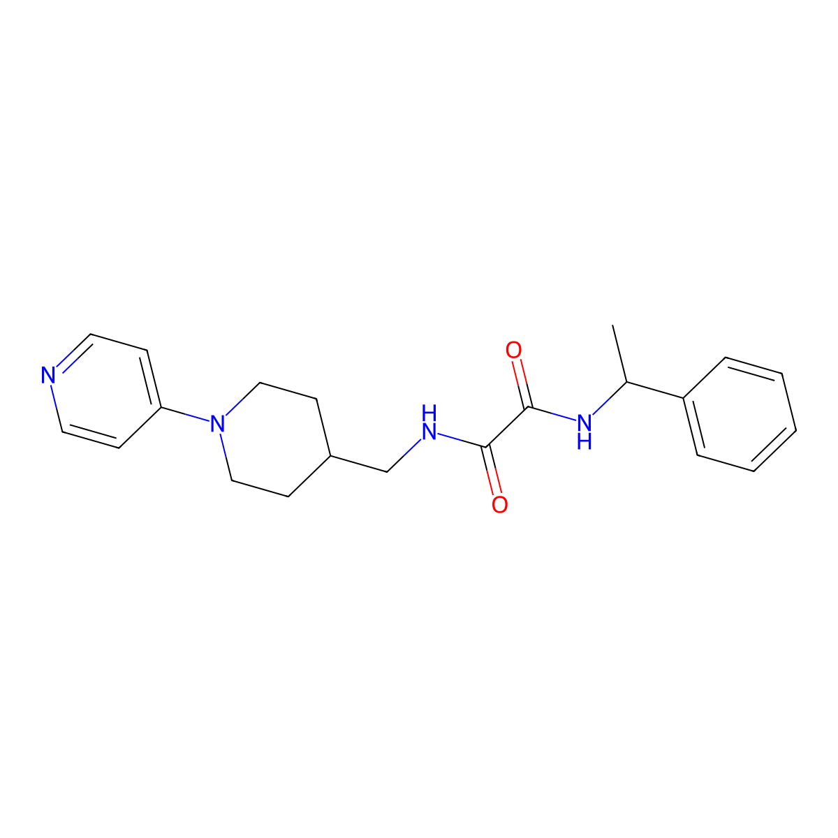 N1-(1-phenylethyl)-N2-((1-(pyridin-4-yl)piperidin-4-yl)methyl)oxalamide molecular structure, CAS 2034502-96-8
