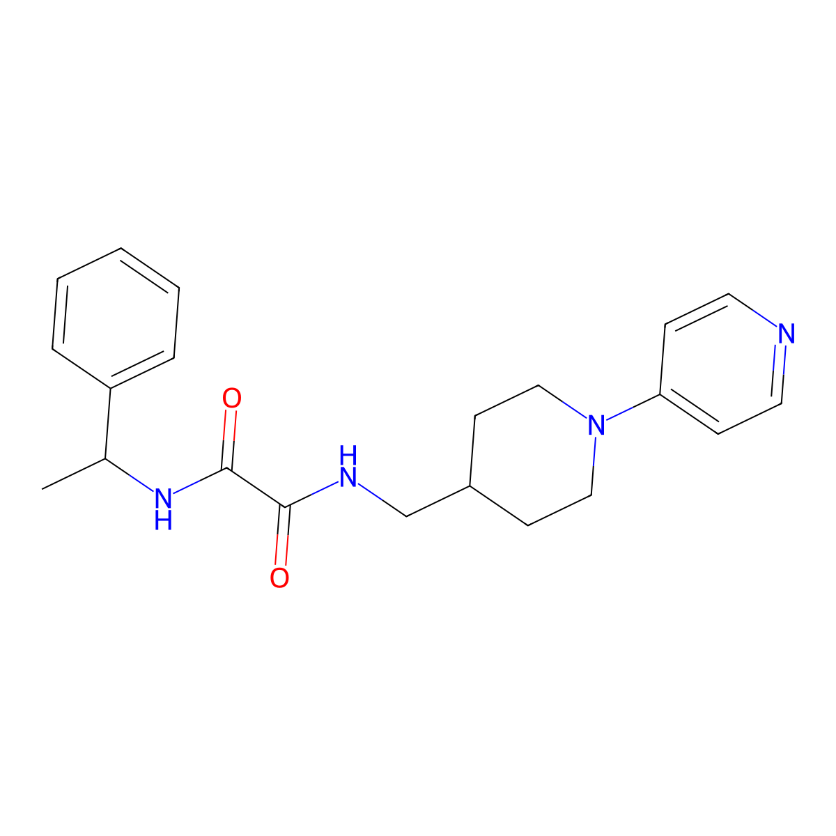 N1-(1-phenylethyl)-N2-((1-(pyridin-4-yl)piperidin-4-yl)methyl)oxalamide molecular structure, CAS 2034502-96-8