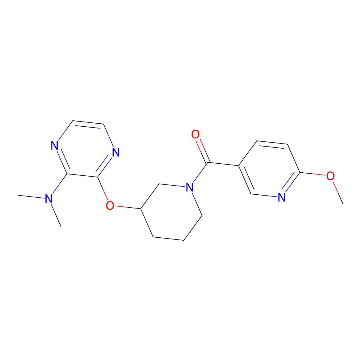 (3-((3-(Dimethylamino)pyrazin-2-yl)oxy)piperidin-1-yl)(6-methoxypyridin-3-yl)methanone molecular structure, CAS 2034503-00-7