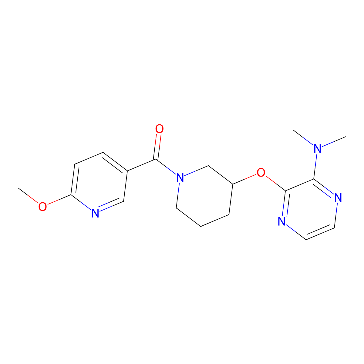 (3-((3-(Dimethylamino)pyrazin-2-yl)oxy)piperidin-1-yl)(6-methoxypyridin-3-yl)methanone molecular structure, CAS 2034503-00-7