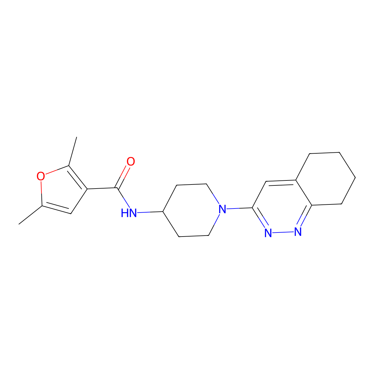 2,5-dimethyl-N-[1-(5,6,7,8-tetrahydrocinnolin-3-yl)piperidin-4-yl]furan-3-carboxamide molecular structure, CAS 2034503-02-9