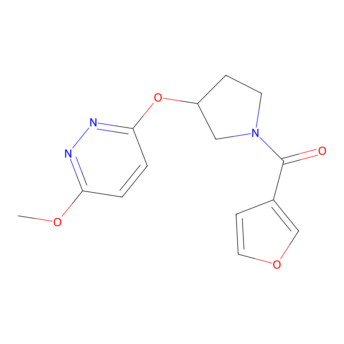 Furan-3-yl(3-((6-methoxypyridazin-3-yl)oxy)pyrrolidin-1-yl)methanone molecular structure, CAS 2034503-05-2