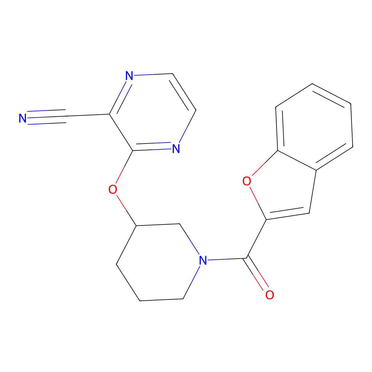 3-((1-(Benzofuran-2-carbonyl)piperidin-3-yl)oxy)pyrazine-2-carbonitrile molecular structure, CAS 2034503-08-5