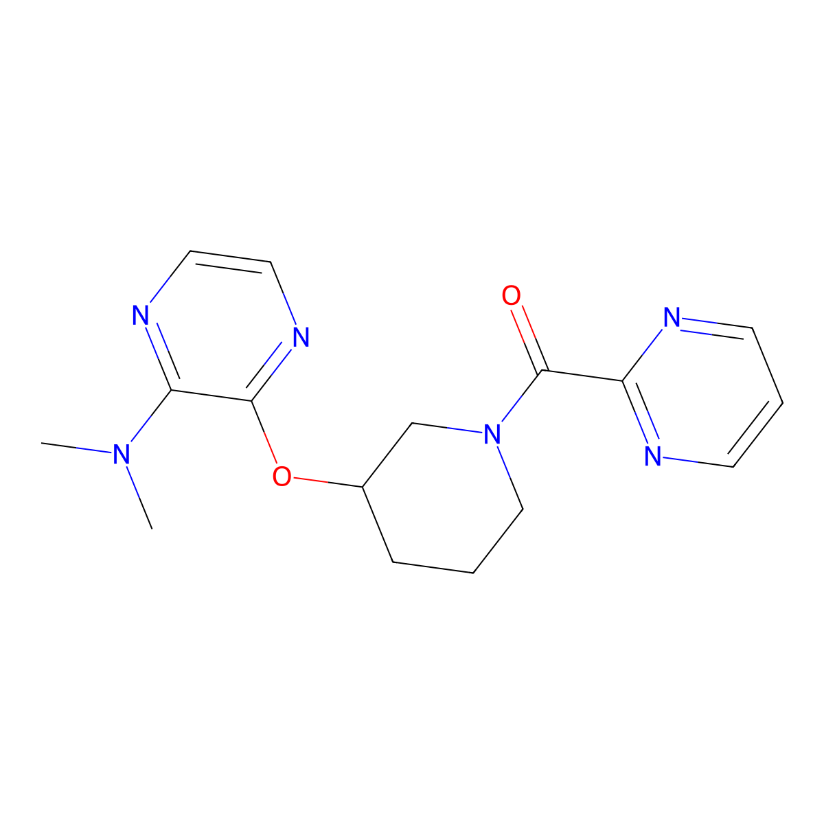 (3-((3-(Dimethylamino)pyrazin-2-yl)oxy)piperidin-1-yl)(pyrimidin-2-yl)methanone molecular structure, CAS 2034503-21-2