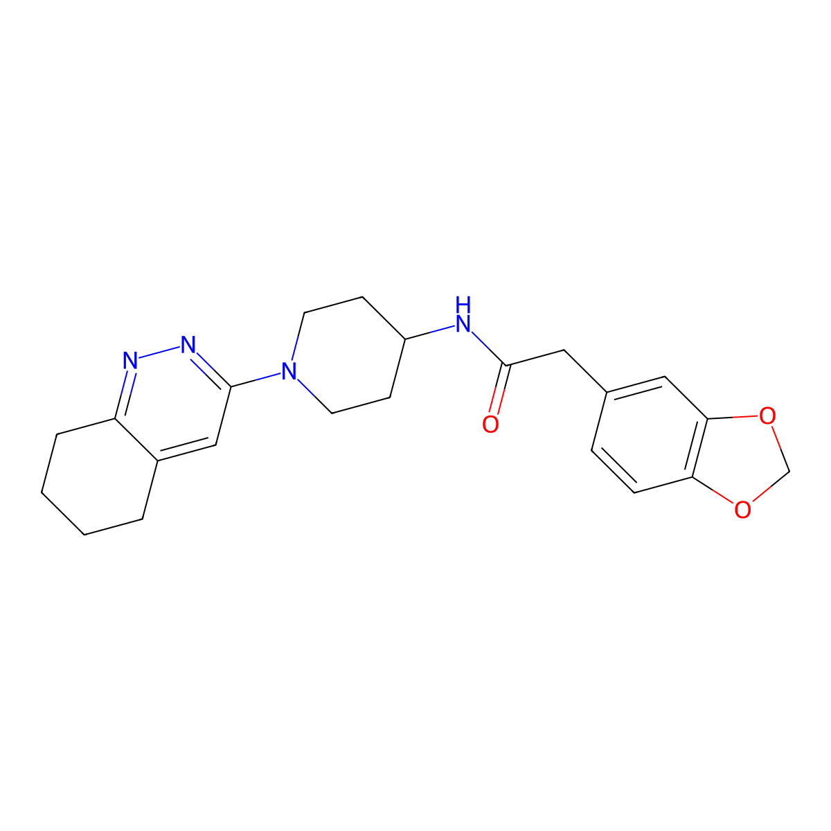 2-(benzo[d][1,3]dioxol-5-yl)-N-(1-(5,6,7,8-tetrahydrocinnolin-3-yl)piperidin-4-yl)acetamide molecular structure, CAS 2034503-22-3