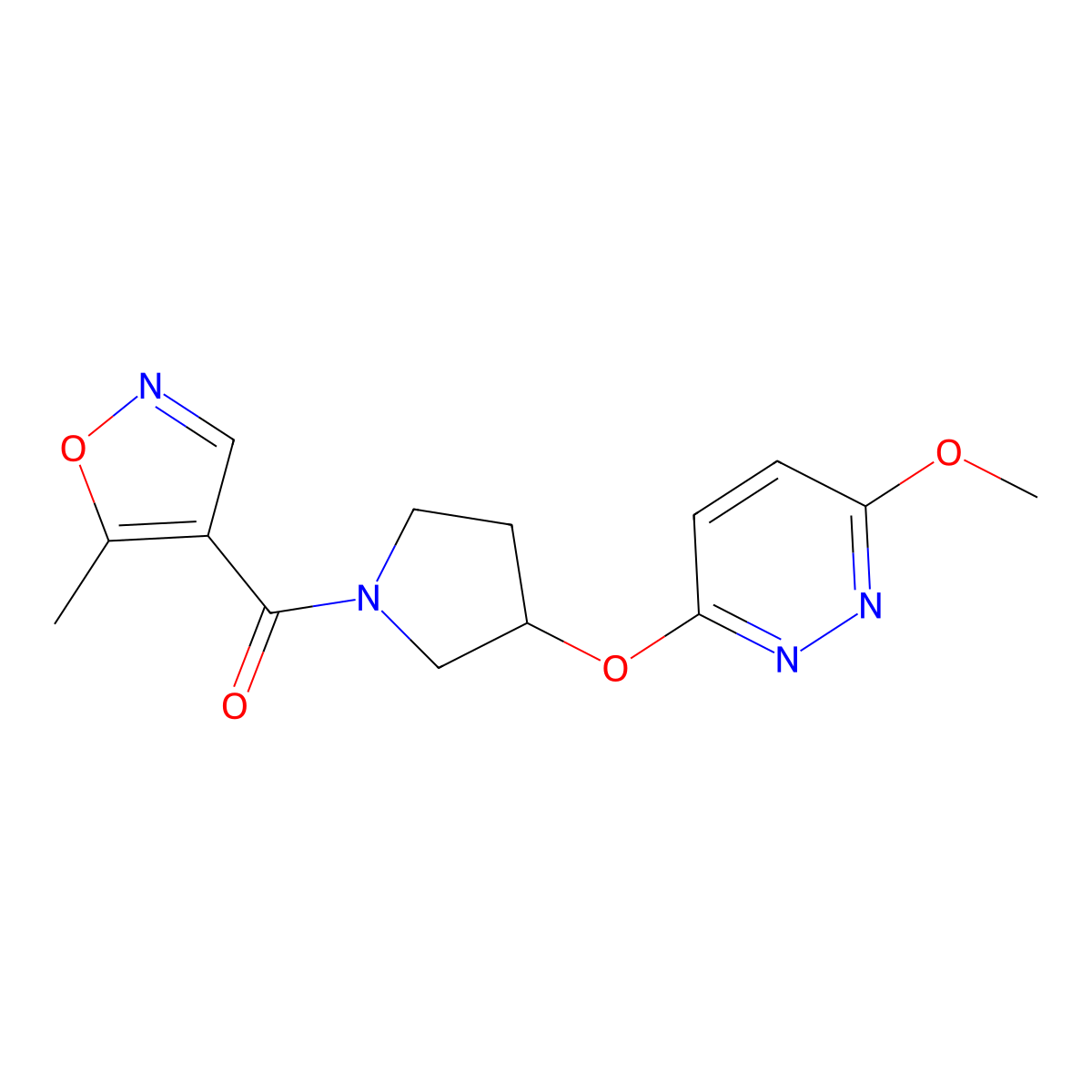 (3-((6-Methoxypyridazin-3-yl)oxy)pyrrolidin-1-yl)(5-methylisoxazol-4-yl)methanone molecular structure, CAS 2034503-23-4