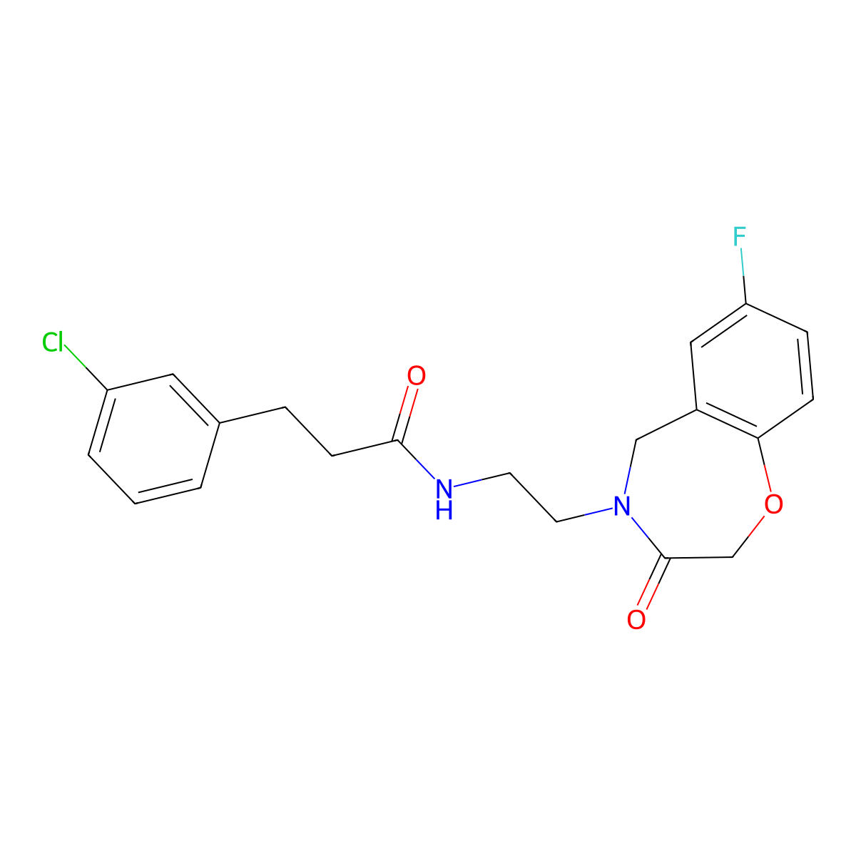 3-(3-chlorophenyl)-N-(2-(7-fluoro-3-oxo-2,3-dihydrobenzo[f][1,4]oxazepin-4(5H)-yl)ethyl)propanamide molecular structure, CAS 2034503-24-5