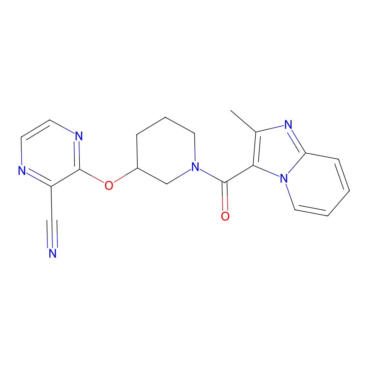 3-((1-(2-Methylimidazo[1,2-a]pyridine-3-carbonyl)piperidin-3-yl)oxy)pyrazine-2-carbonitrile molecular structure, CAS 2034503-26-7