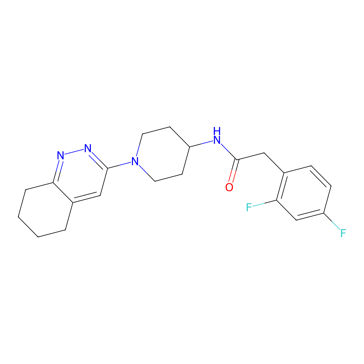 2-(2,4-difluorophenyl)-N-[1-(5,6,7,8-tetrahydrocinnolin-3-yl)piperidin-4-yl]acetamide molecular structure, CAS 2034503-28-9