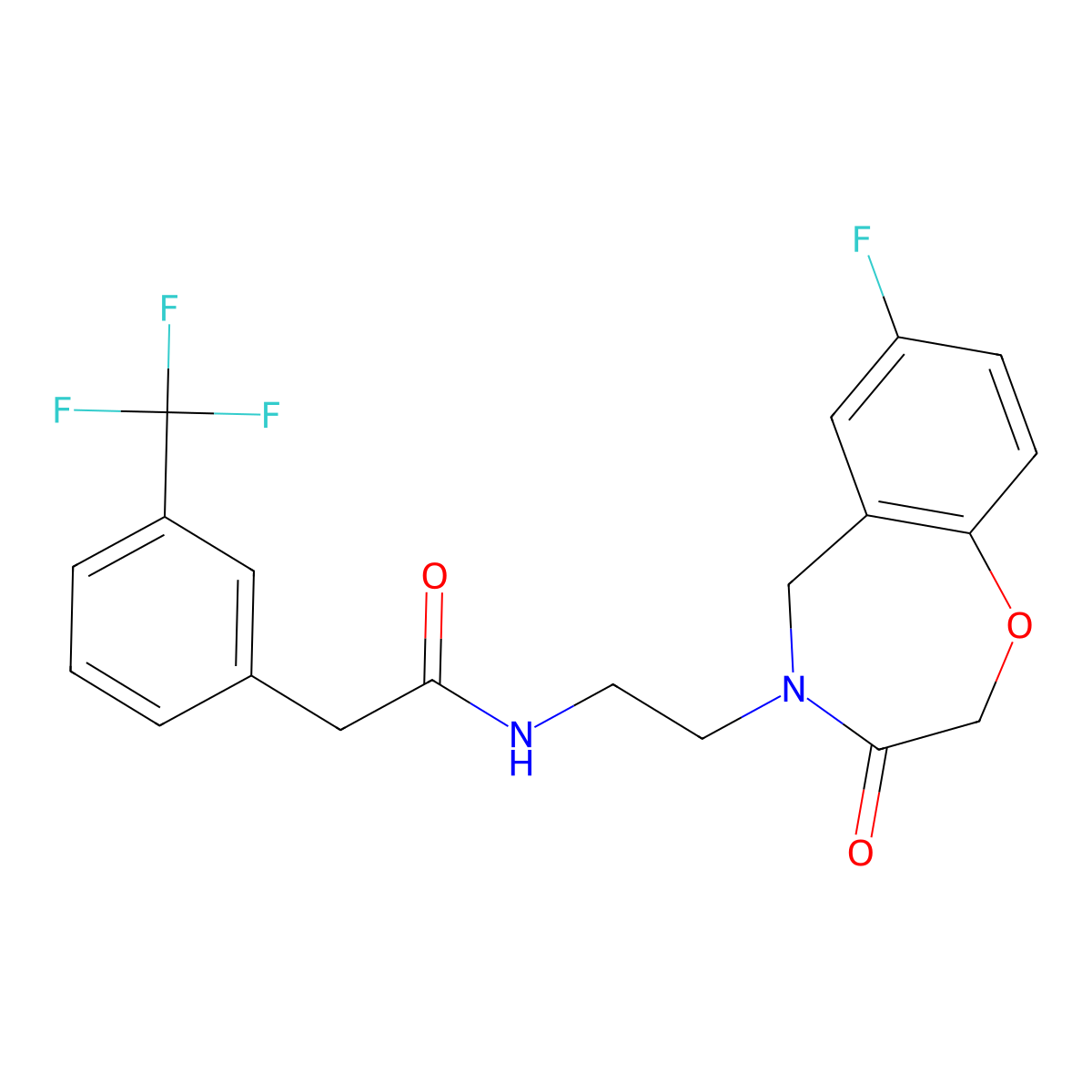 N-(2-(7-fluoro-3-oxo-2,3-dihydrobenzo[f][1,4]oxazepin-4(5H)-yl)ethyl)-2-(3-(trifluoromethyl)phenyl)acetamide molecular structure, CAS 2034503-31-4