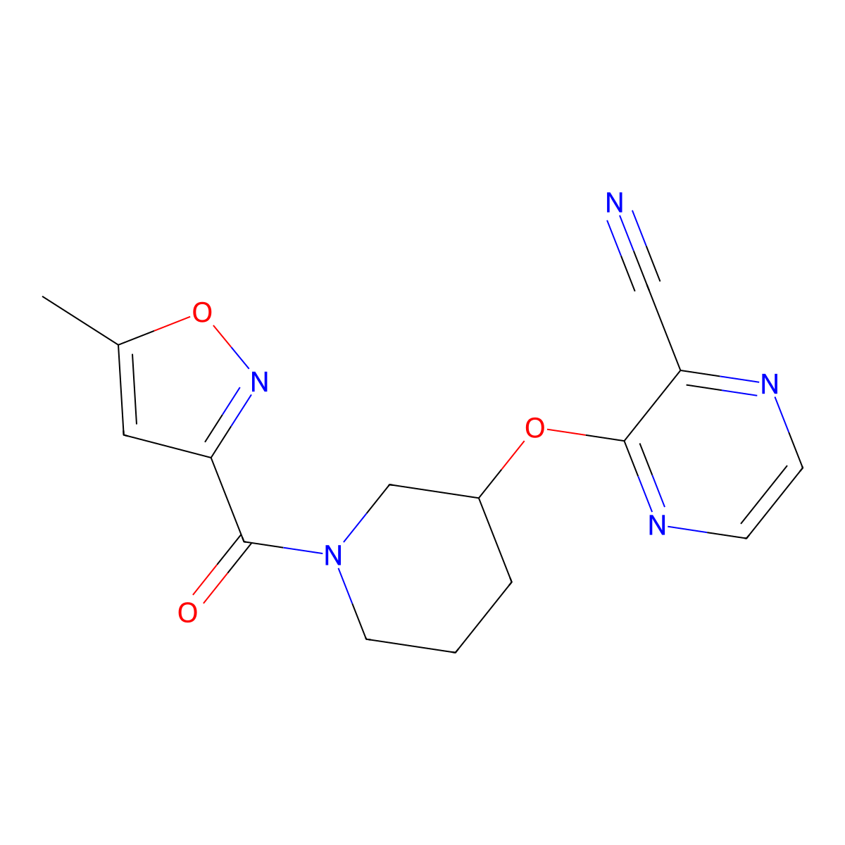 3-((1-(5-Methylisoxazole-3-carbonyl)piperidin-3-yl)oxy)pyrazine-2-carbonitrile molecular structure, CAS 2034503-33-6