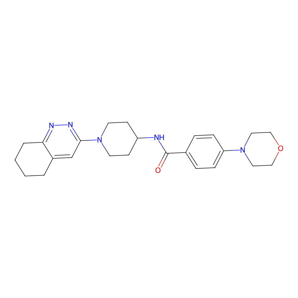 4-morpholino-N-(1-(5,6,7,8-tetrahydrocinnolin-3-yl)piperidin-4-yl)benzamide molecular structure, CAS 2034503-34-7