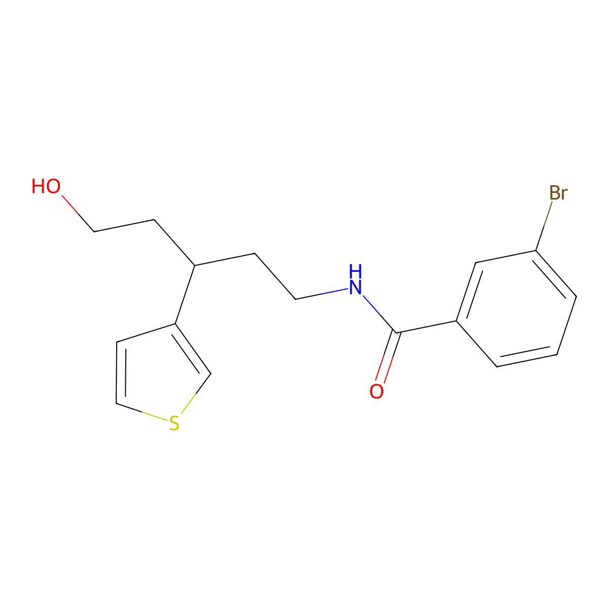 3-bromo-N-(5-hydroxy-3-(thiophen-3-yl)pentyl)benzamide molecular structure, CAS 2034503-41-6