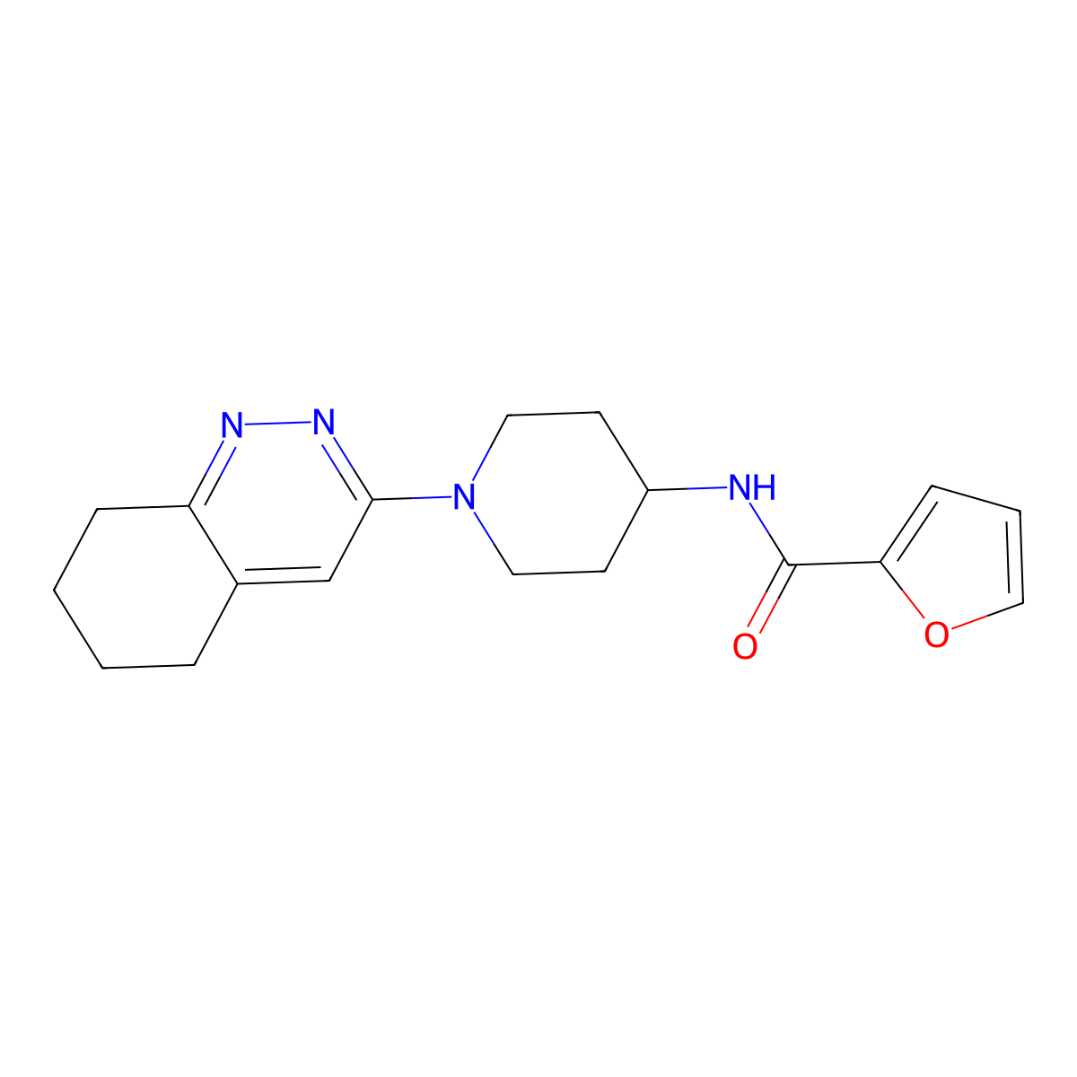 N-[1-(5,6,7,8-tetrahydrocinnolin-3-yl)piperidin-4-yl]furan-2-carboxamide molecular structure, CAS 2034503-46-1