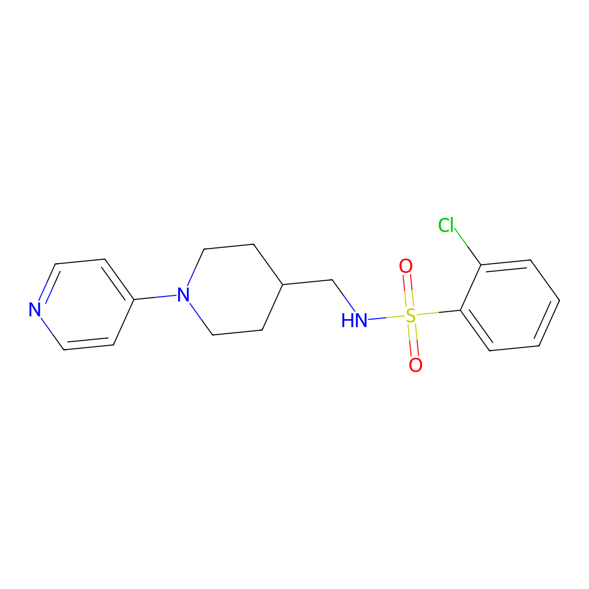 2-chloro-N-((1-(pyridin-4-yl)piperidin-4-yl)methyl)benzenesulfonamide molecular structure, CAS 2034503-49-4
