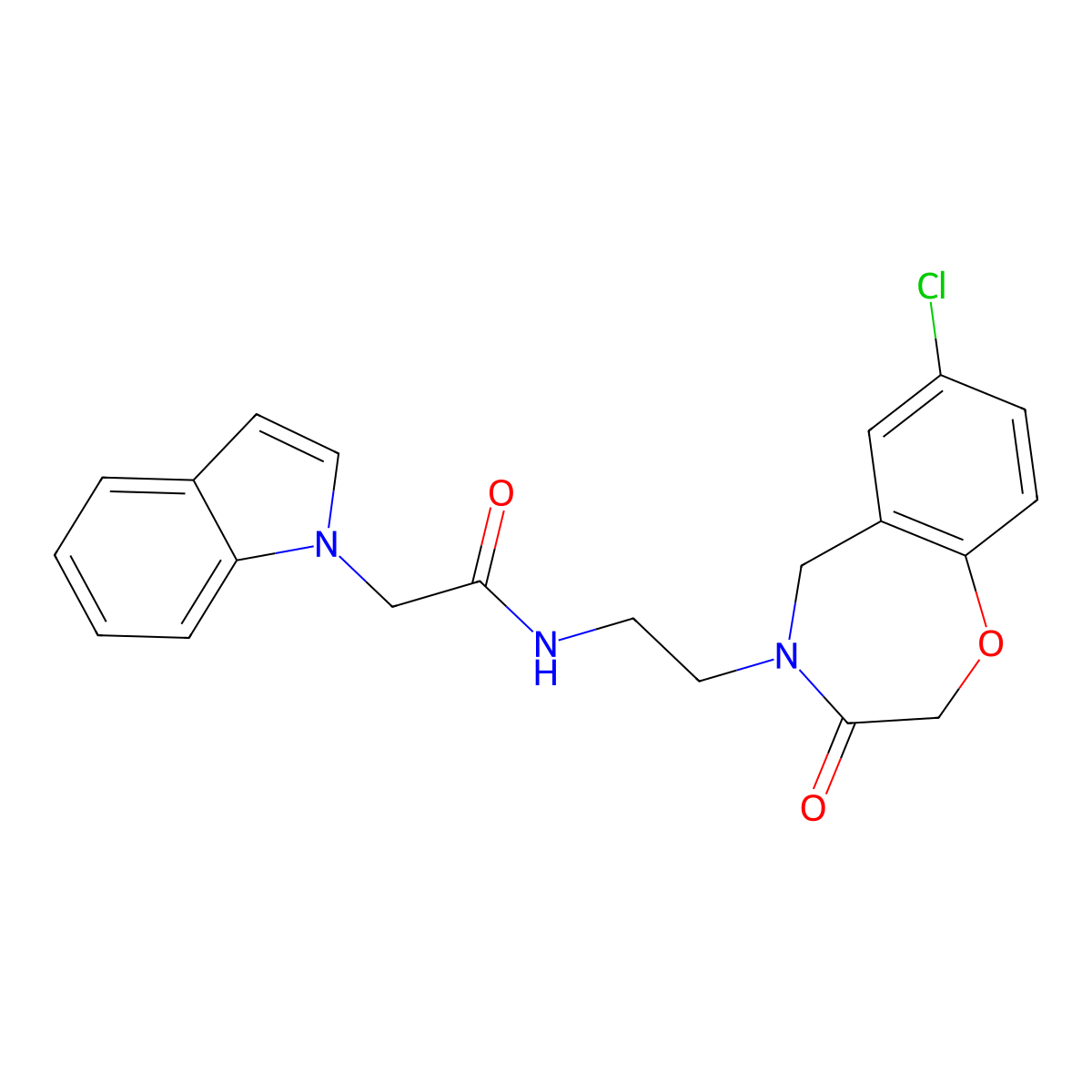 N-(2-(7-chloro-3-oxo-2,3-dihydrobenzo[f][1,4]oxazepin-4(5H)-yl)ethyl)-2-(1H-indol-1-yl)acetamide molecular structure, CAS 2034503-51-8