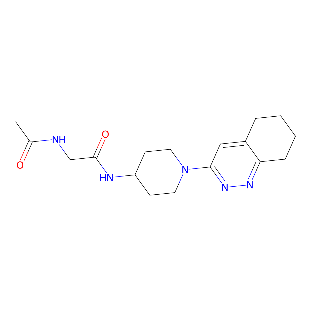 2-acetamido-N-[1-(5,6,7,8-tetrahydrocinnolin-3-yl)piperidin-4-yl]acetamide molecular structure, CAS 2034503-54-1