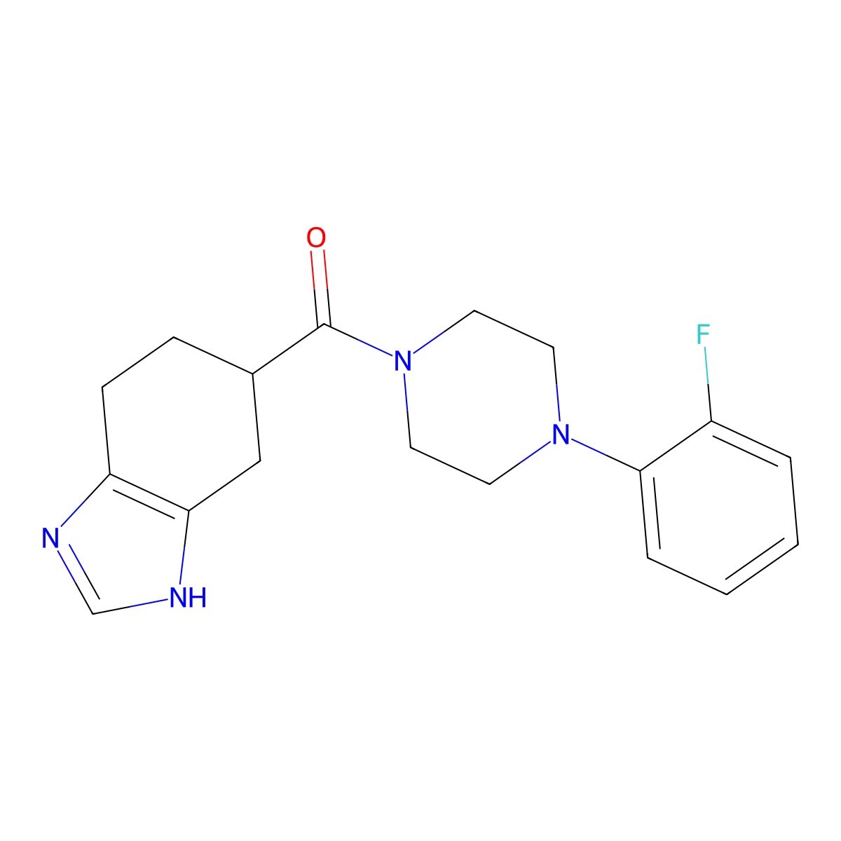 (4-(2-fluorophenyl)piperazin-1-yl)(4,5,6,7-tetrahydro-1H-benzo[d]imidazol-5-yl)methanone molecular structure, CAS 2034503-55-2