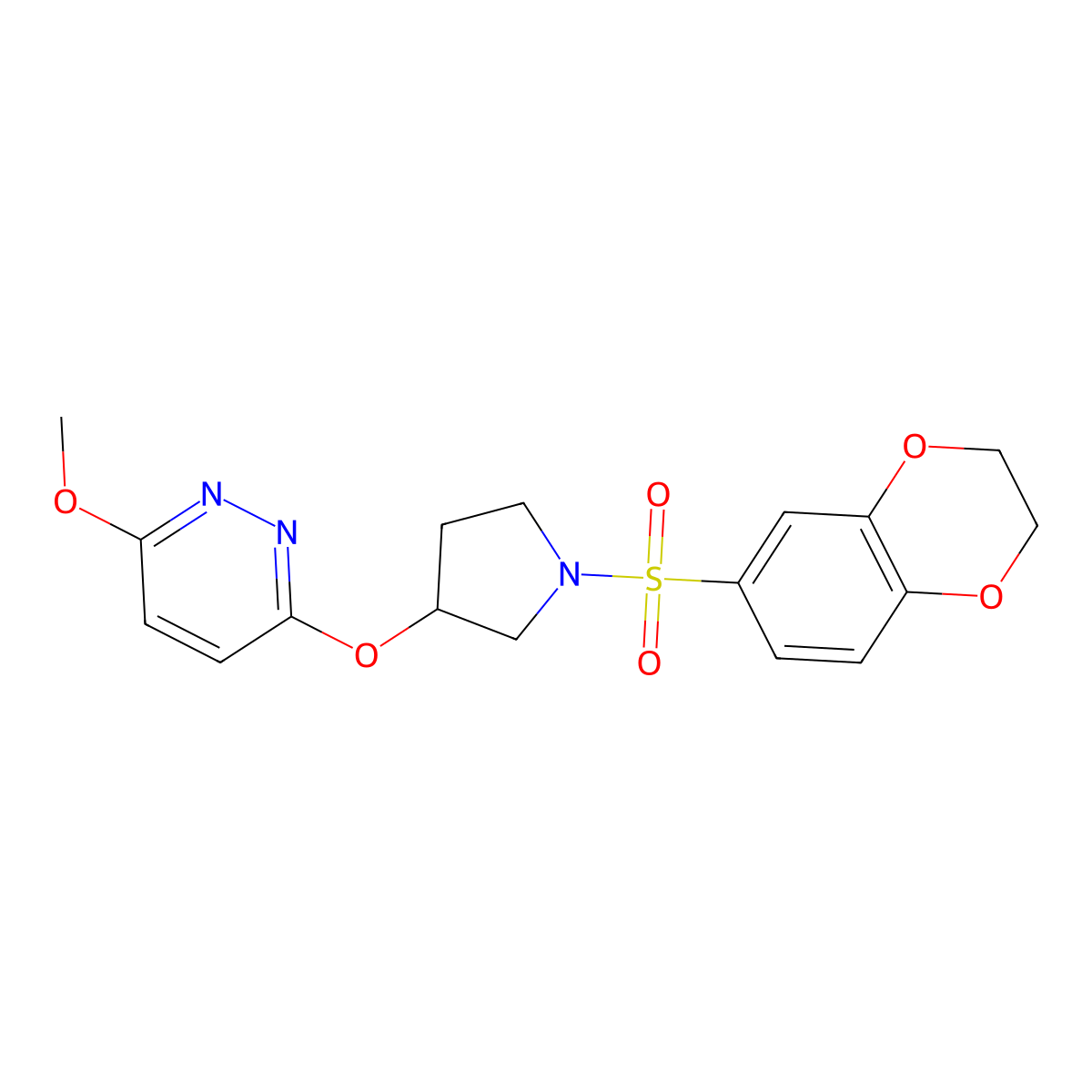 3-((1-((2,3-Dihydrobenzo[b][1,4]dioxin-6-yl)sulfonyl)pyrrolidin-3-yl)oxy)-6-methoxypyridazine molecular structure, CAS 2034503-64-3