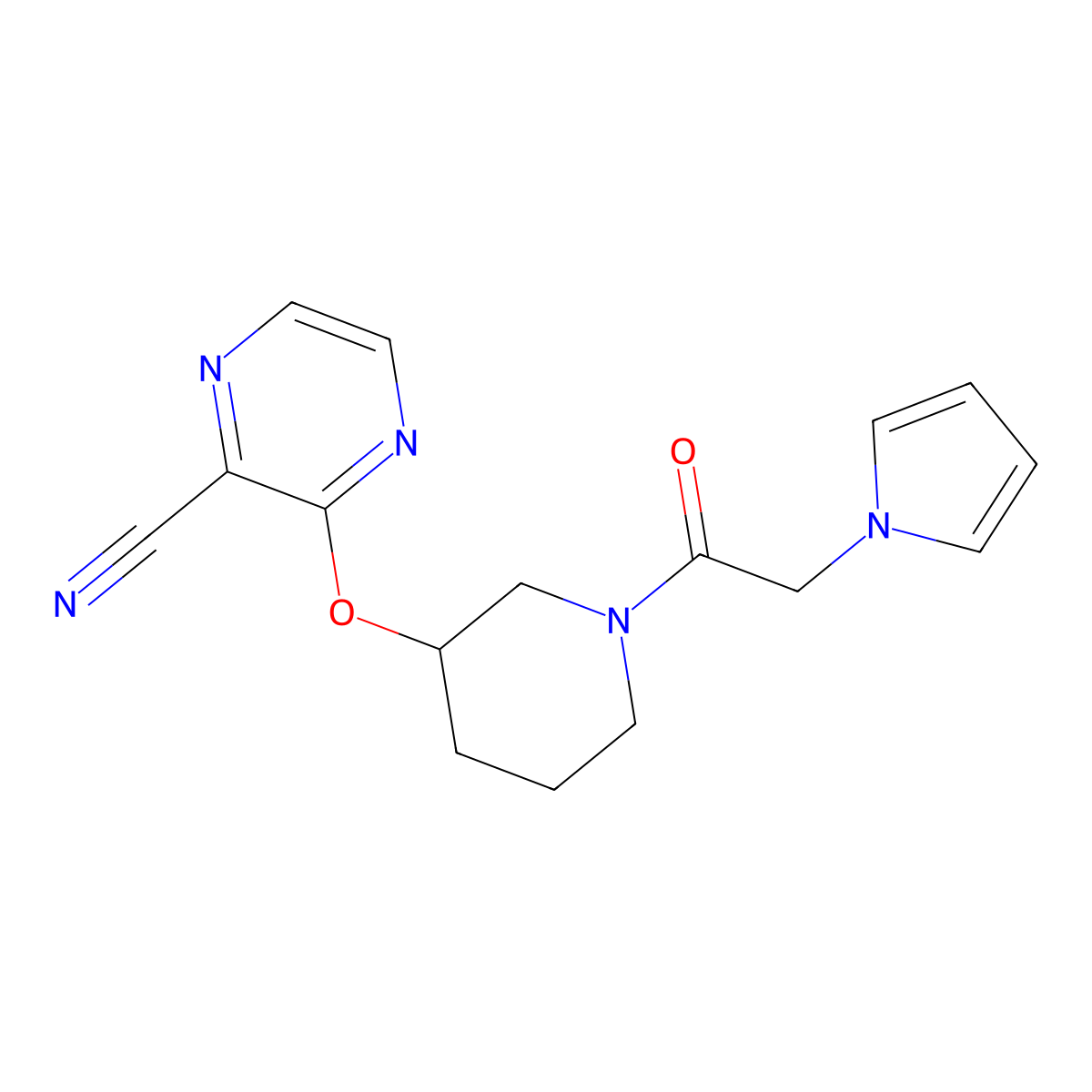 3-({1-[2-(1H-pyrrol-1-yl)acetyl]piperidin-3-yl}oxy)pyrazine-2-carbonitrile molecular structure, CAS 2034503-66-5