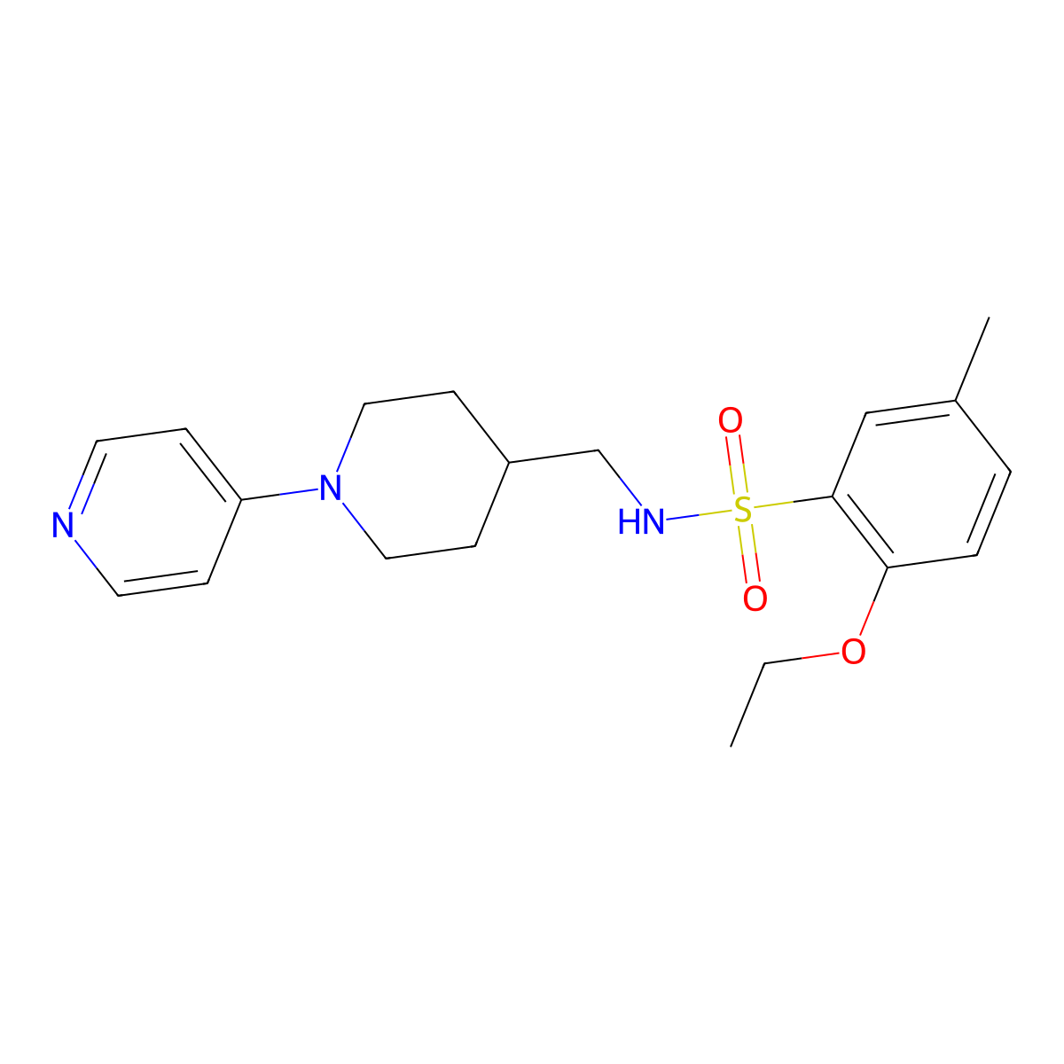2-ethoxy-5-methyl-N-((1-(pyridin-4-yl)piperidin-4-yl)methyl)benzenesulfonamide molecular structure, CAS 2034503-69-8