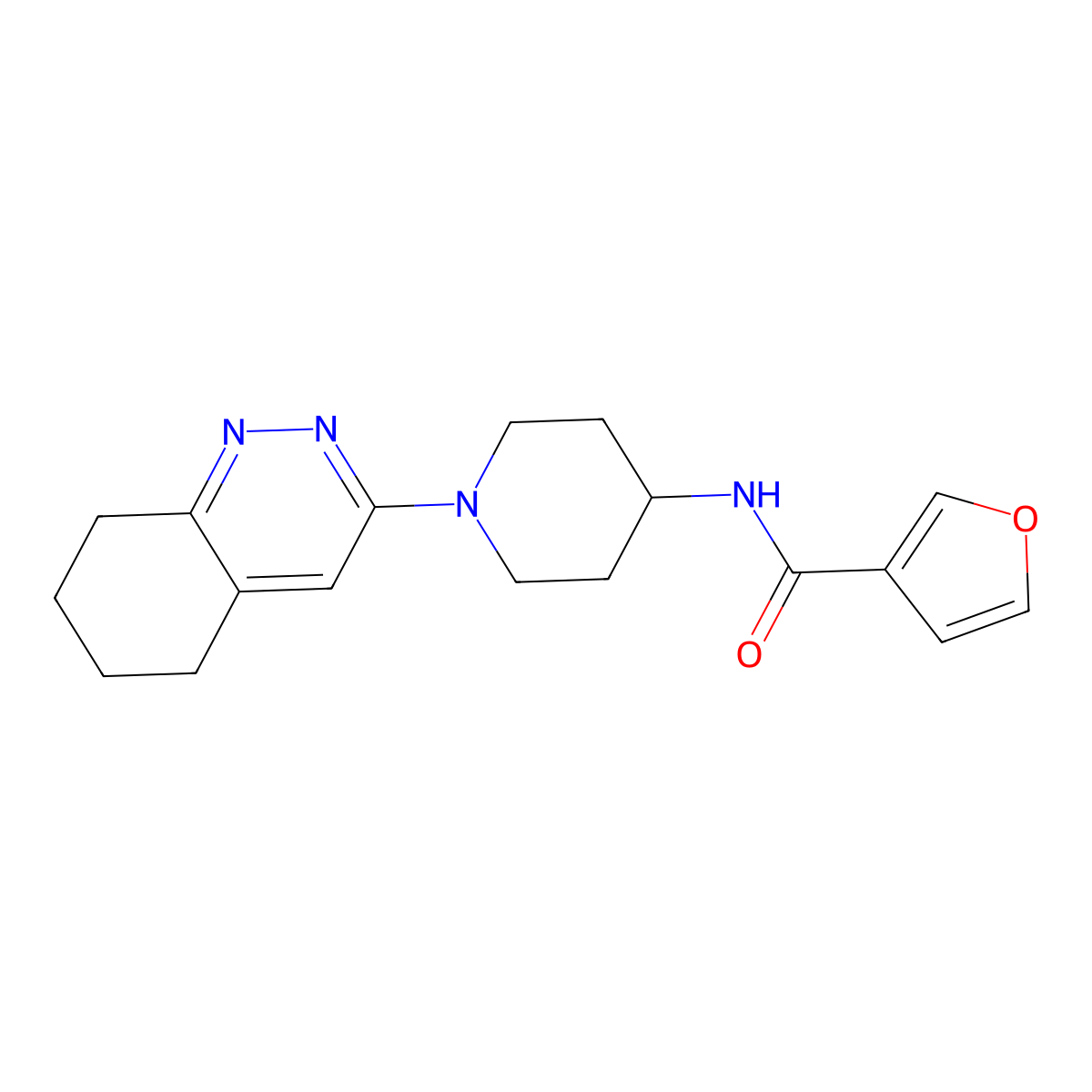 N-[1-(5,6,7,8-tetrahydrocinnolin-3-yl)piperidin-4-yl]furan-3-carboxamide molecular structure, CAS 2034503-70-1