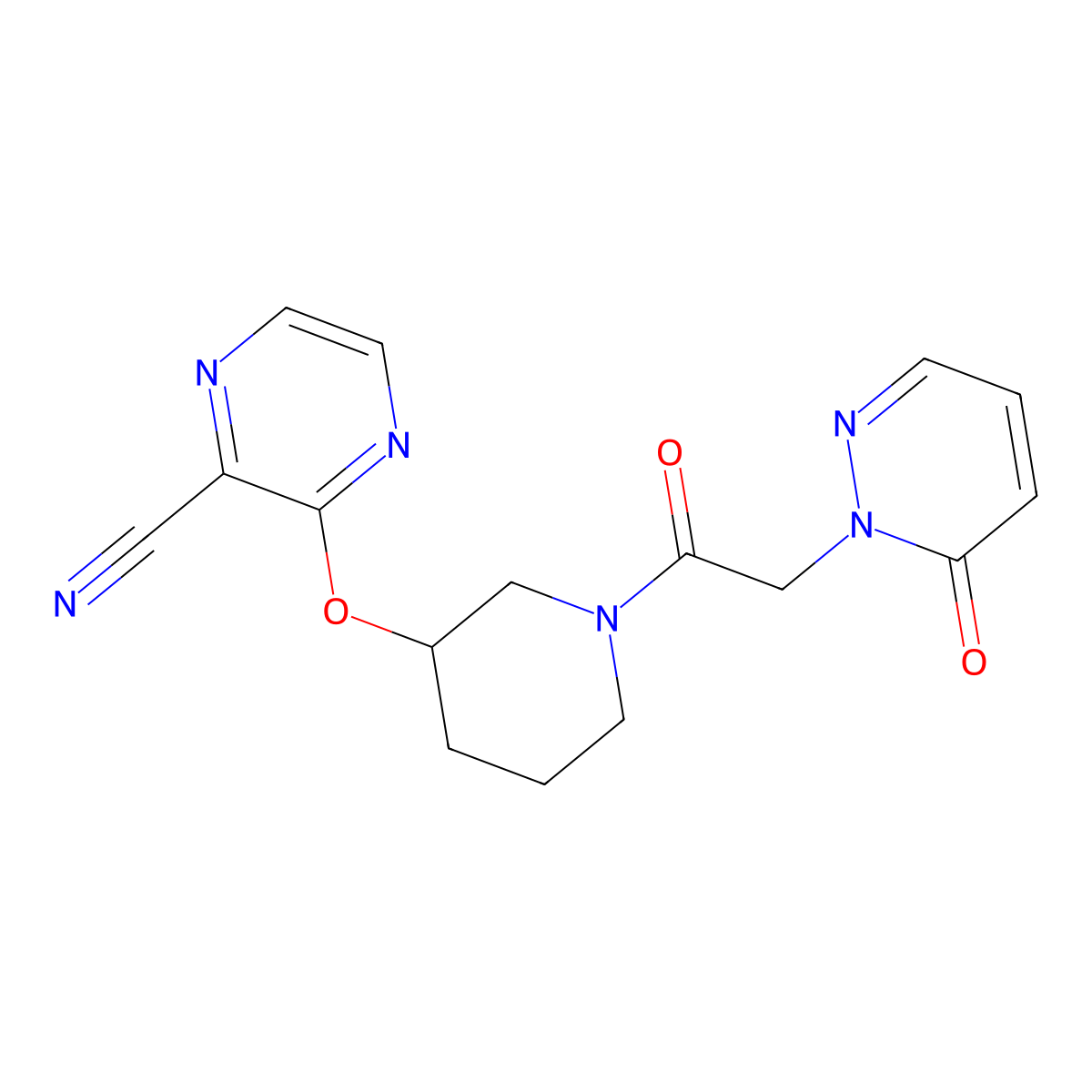 3-((1-(2-(6-oxopyridazin-1(6H)-yl)acetyl)piperidin-3-yl)oxy)pyrazine-2-carbonitrile molecular structure, CAS 2034503-74-5