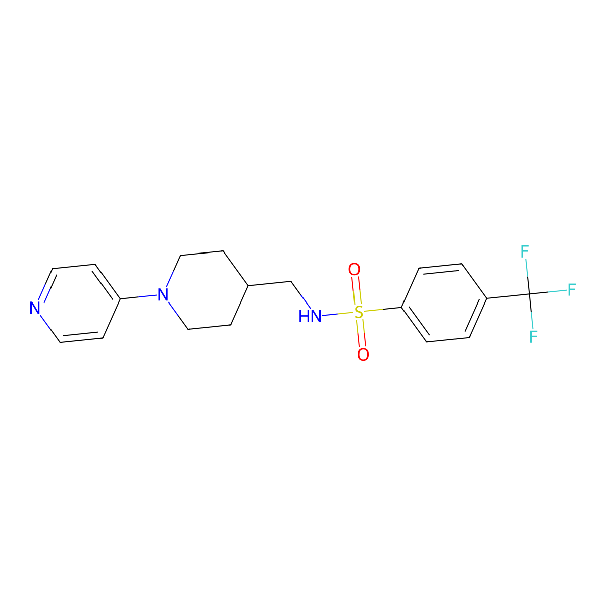 N-((1-(pyridin-4-yl)piperidin-4-yl)methyl)-4-(trifluoromethyl)benzenesulfonamide molecular structure, CAS 2034503-76-7