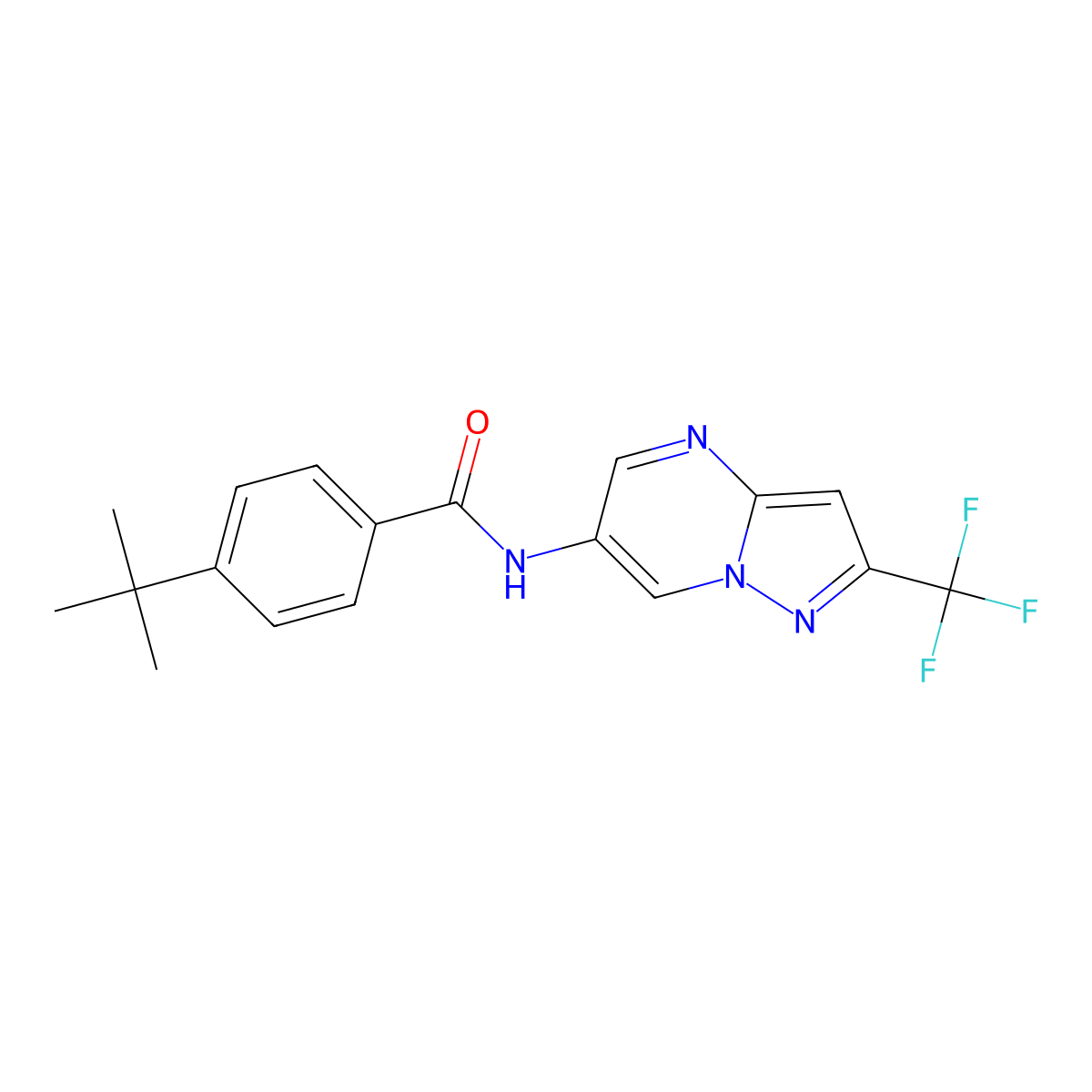 4-(tert-butyl)-N-(2-(trifluoromethyl)pyrazolo[1,5-a]pyrimidin-6-yl)benzamide molecular structure, CAS 2034503-77-8