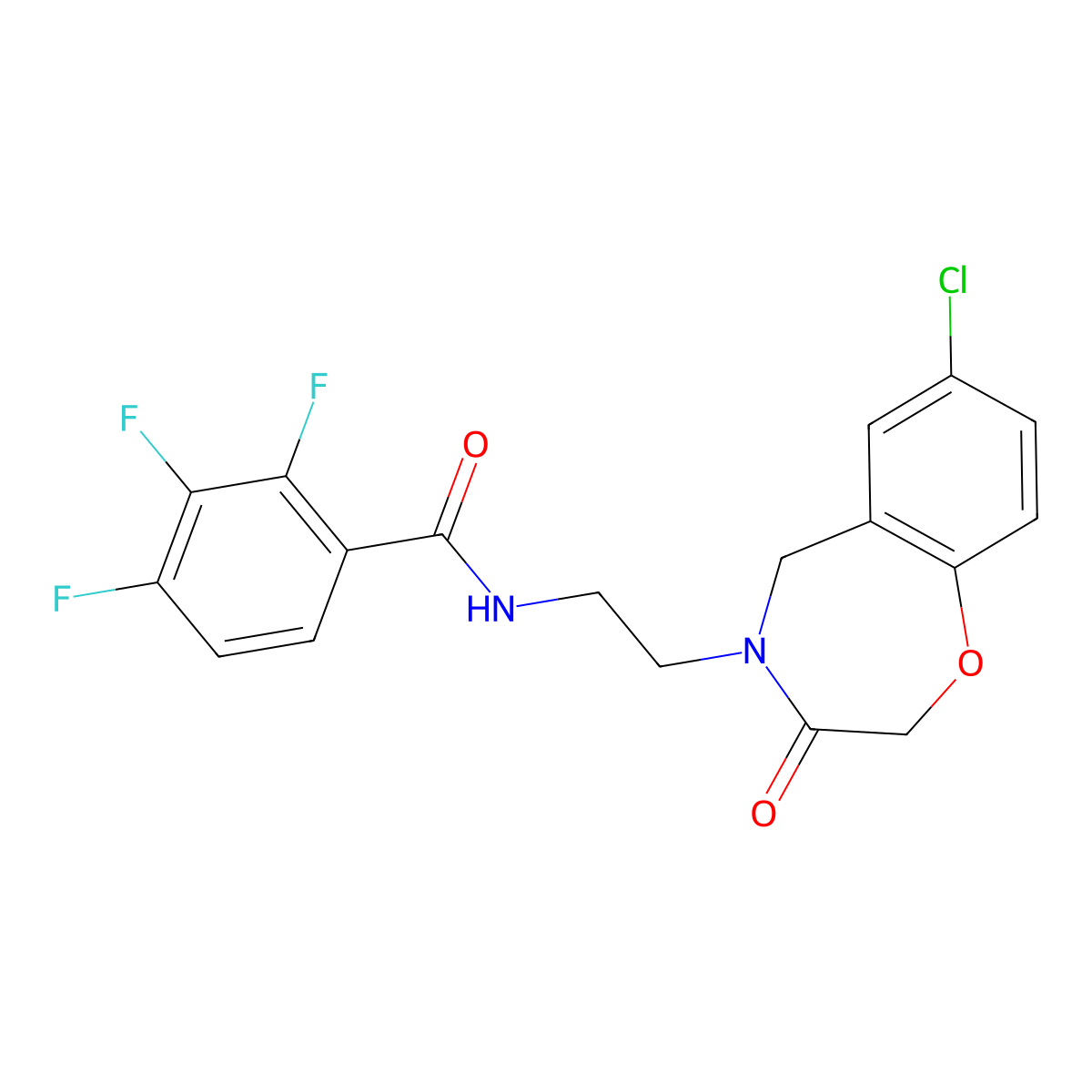 N-(2-(7-chloro-3-oxo-2,3-dihydrobenzo[f][1,4]oxazepin-4(5H)-yl)ethyl)-2,3,4-trifluorobenzamide molecular structure, CAS 2034503-80-3