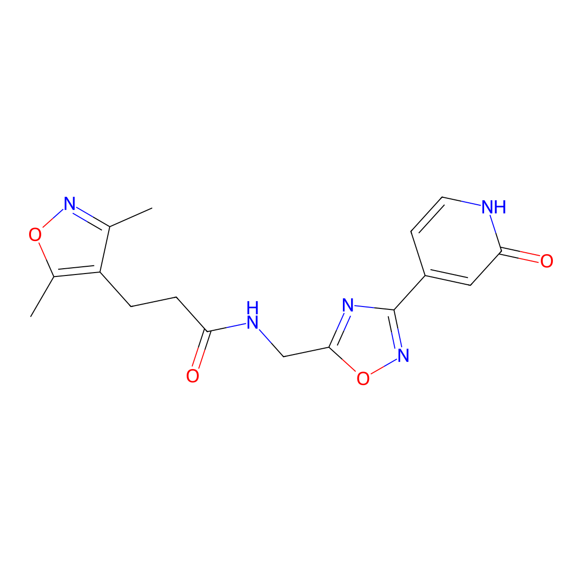 3-(3,5-dimethylisoxazol-4-yl)-N-((3-(2-oxo-1,2-dihydropyridin-4-yl)-1,2,4-oxadiazol-5-yl)methyl)propanamide molecular structure, CAS 2034503-81-4