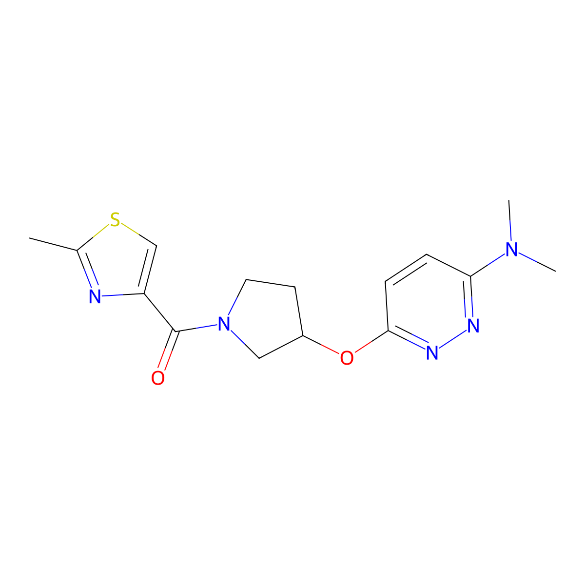 (3-((6-(Dimethylamino)pyridazin-3-yl)oxy)pyrrolidin-1-yl)(2-methylthiazol-4-yl)methanone molecular structure, CAS 2034503-84-7