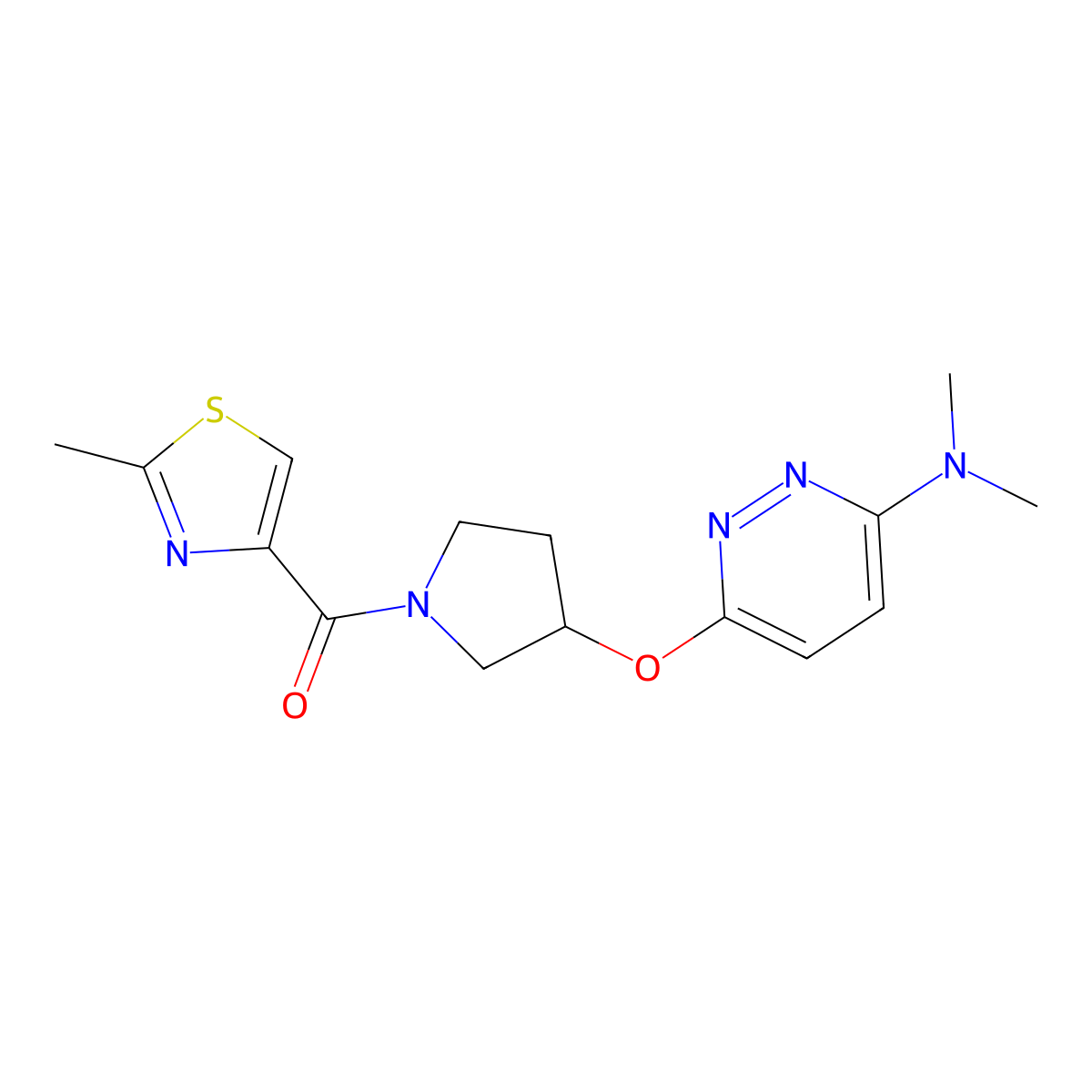 (3-((6-(Dimethylamino)pyridazin-3-yl)oxy)pyrrolidin-1-yl)(2-methylthiazol-4-yl)methanone molecular structure, CAS 2034503-84-7