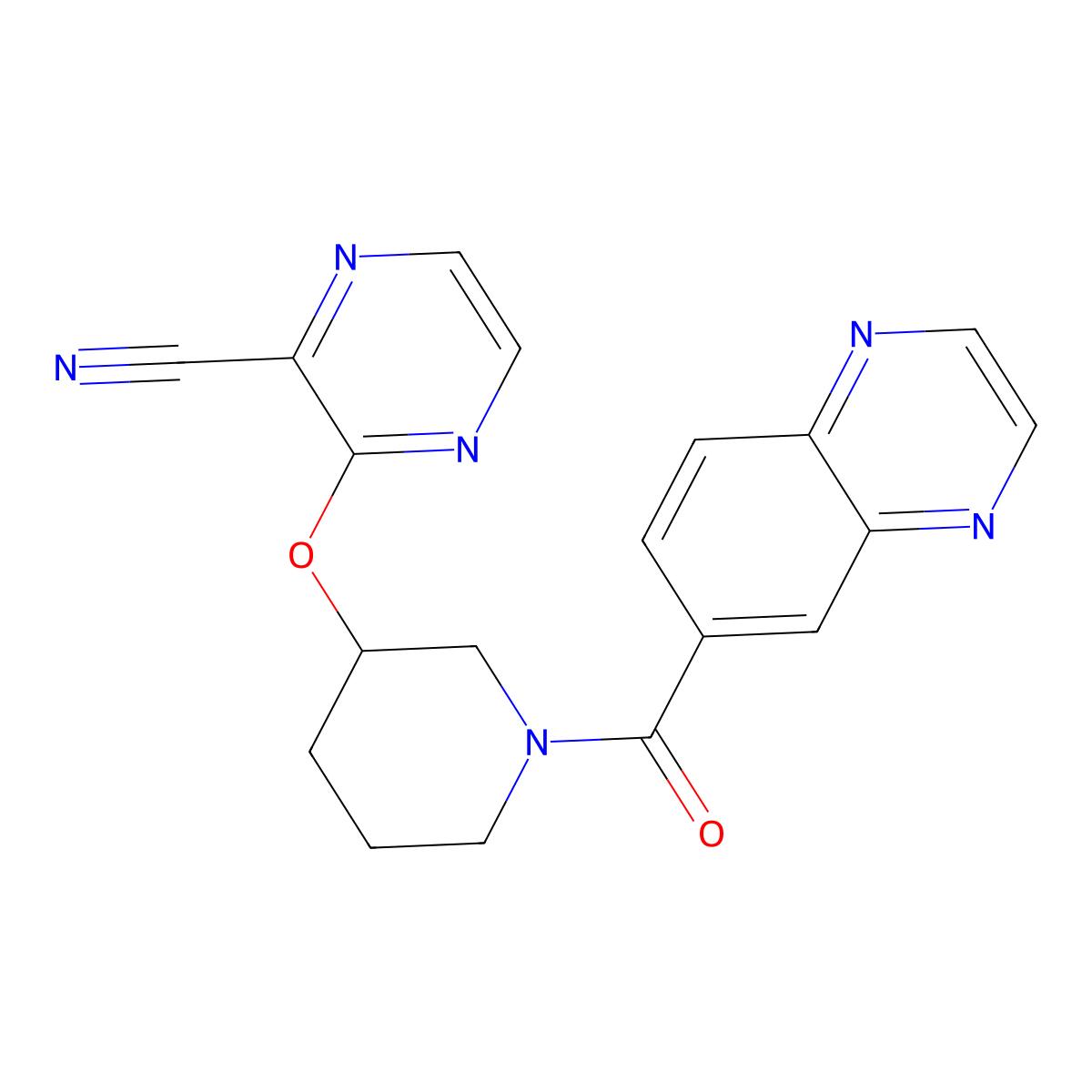 3-{[1-(Quinoxaline-6-carbonyl)piperidin-3-yl]oxy}pyrazine-2-carbonitrile molecular structure, CAS 2034503-85-8