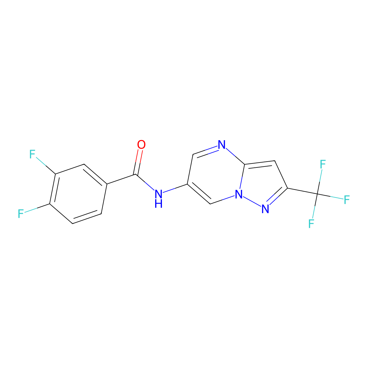 3,4-difluoro-N-[2-(trifluoromethyl)pyrazolo[1,5-a]pyrimidin-6-yl]benzamide molecular structure, CAS 2034503-87-0