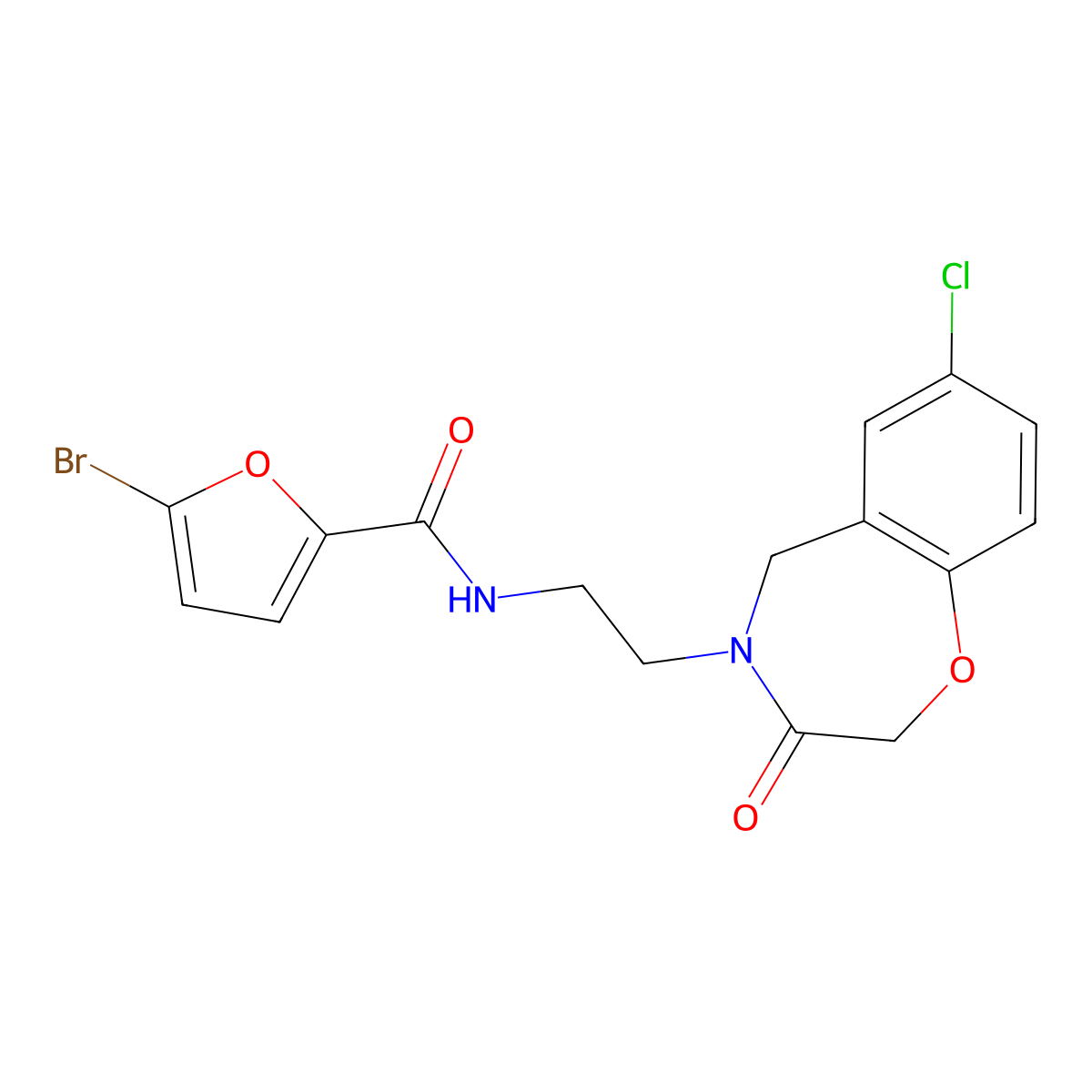 5-bromo-N-(2-(7-chloro-3-oxo-2,3-dihydrobenzo[f][1,4]oxazepin-4(5H)-yl)ethyl)furan-2-carboxamide molecular structure, CAS 2034503-90-5