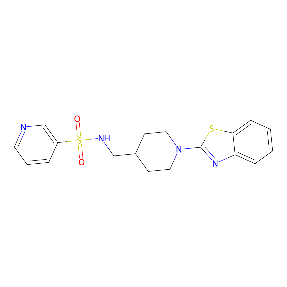 N-((1-(benzo[d]thiazol-2-yl)piperidin-4-yl)methyl)pyridine-3-sulfonamide molecular structure, CAS 2034503-91-6