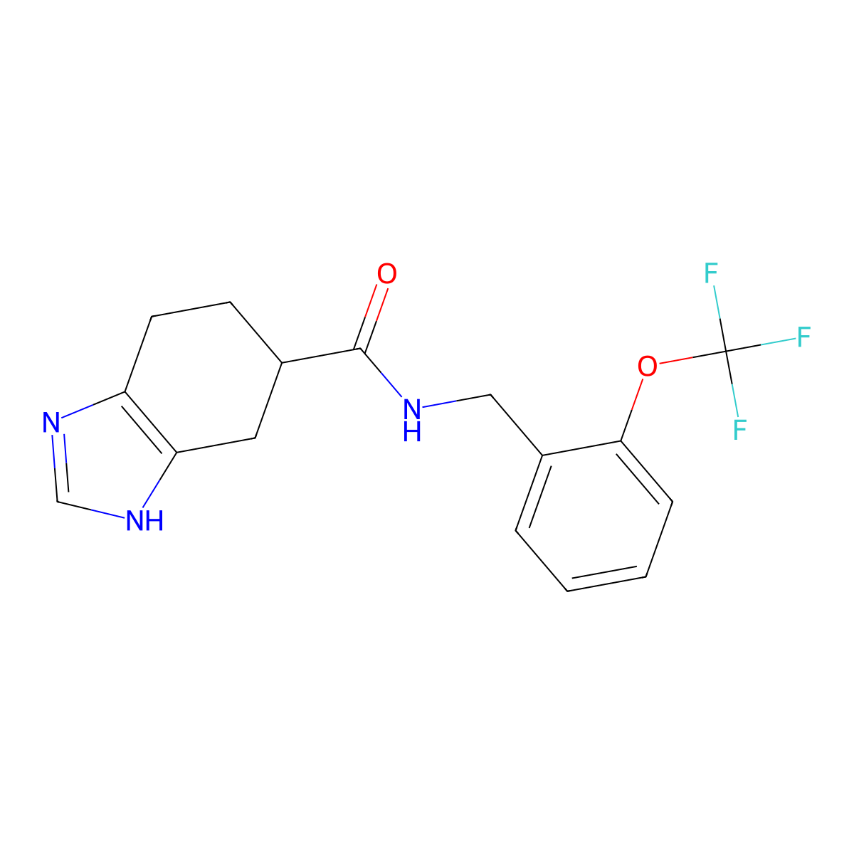 N-(2-(trifluoromethoxy)benzyl)-4,5,6,7-tetrahydro-1H-benzo[d]imidazole-5-carboxamide molecular structure, CAS 2034503-92-7