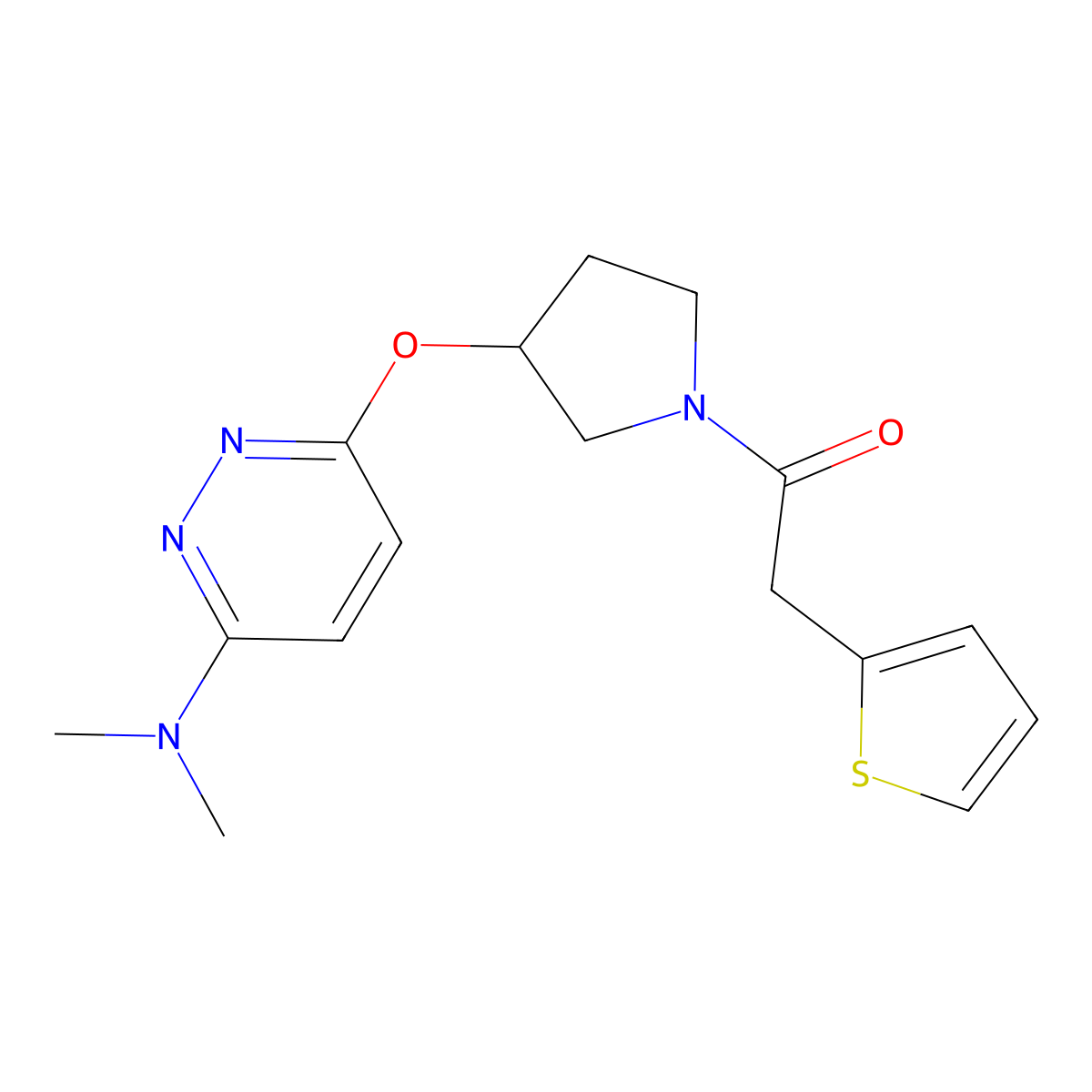 1-(3-((6-(Dimethylamino)pyridazin-3-yl)oxy)pyrrolidin-1-yl)-2-(thiophen-2-yl)ethanone molecular structure, CAS 2034503-98-3