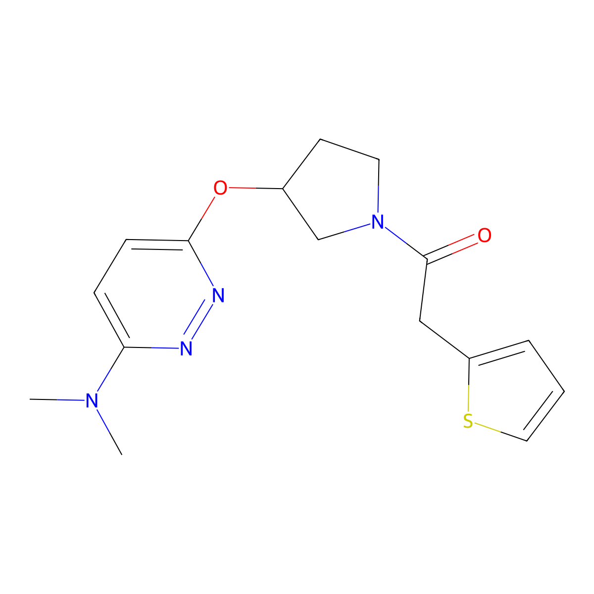 1-(3-((6-(Dimethylamino)pyridazin-3-yl)oxy)pyrrolidin-1-yl)-2-(thiophen-2-yl)ethanone molecular structure, CAS 2034503-98-3