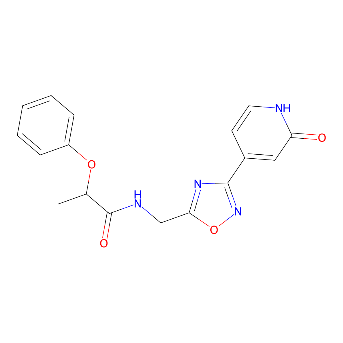 N-((3-(2-oxo-1,2-dihydropyridin-4-yl)-1,2,4-oxadiazol-5-yl)methyl)-2-phenoxypropanamide molecular structure, CAS 2034504-02-2