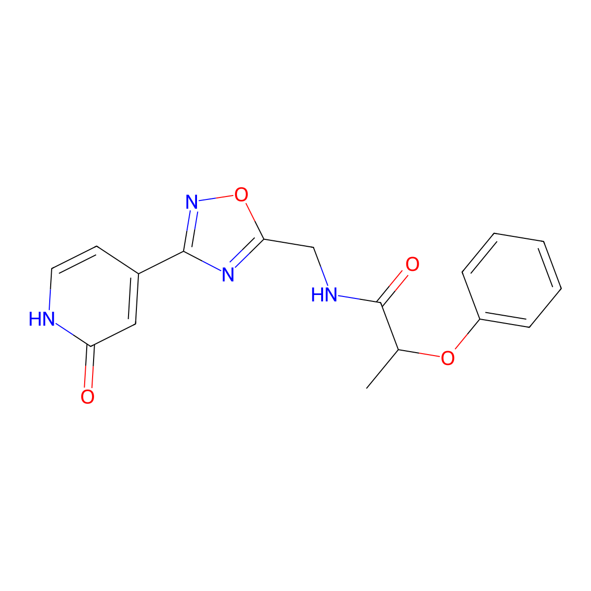 N-((3-(2-oxo-1,2-dihydropyridin-4-yl)-1,2,4-oxadiazol-5-yl)methyl)-2-phenoxypropanamide molecular structure, CAS 2034504-02-2