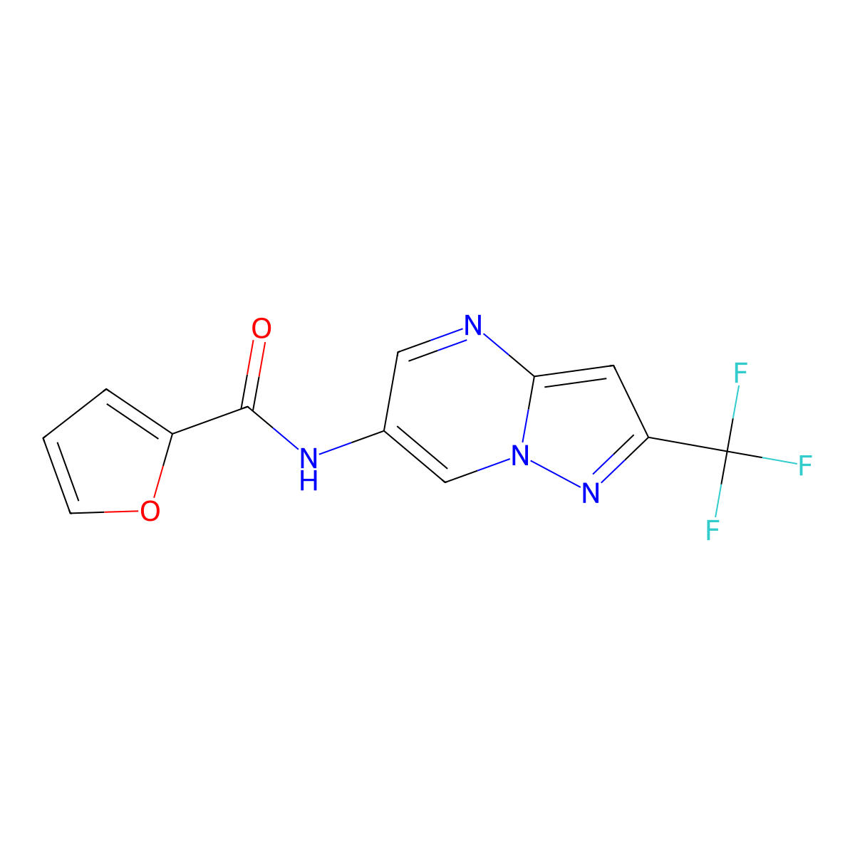 N-[2-(trifluoromethyl)pyrazolo[1,5-a]pyrimidin-6-yl]furan-2-carboxamide molecular structure, CAS 2034504-06-6