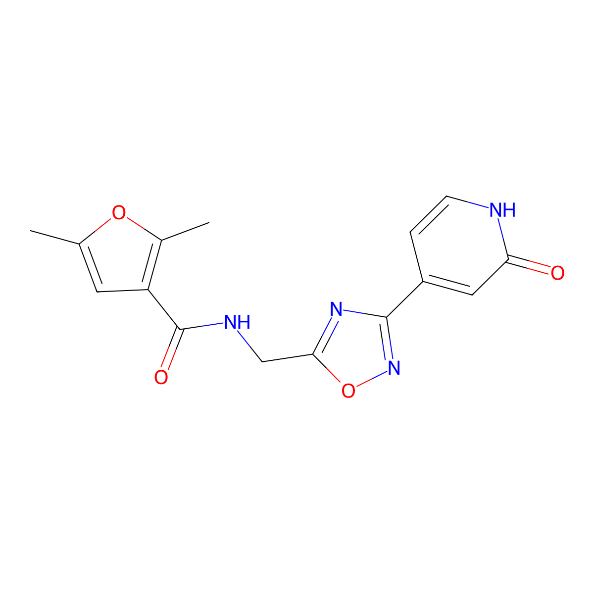 2,5-dimethyl-N-((3-(2-oxo-1,2-dihydropyridin-4-yl)-1,2,4-oxadiazol-5-yl)methyl)furan-3-carboxamide molecular structure, CAS 2034504-09-9