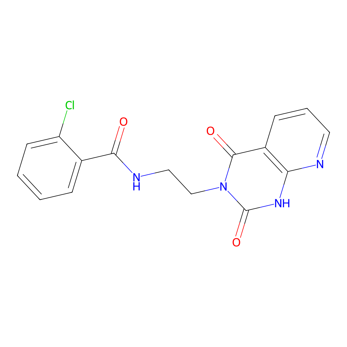 2-chloro-N-(2-(2,4-dioxo-1,2-dihydropyrido[2,3-d]pyrimidin-3(4H)-yl)ethyl)benzamide molecular structure, CAS 2034504-14-6