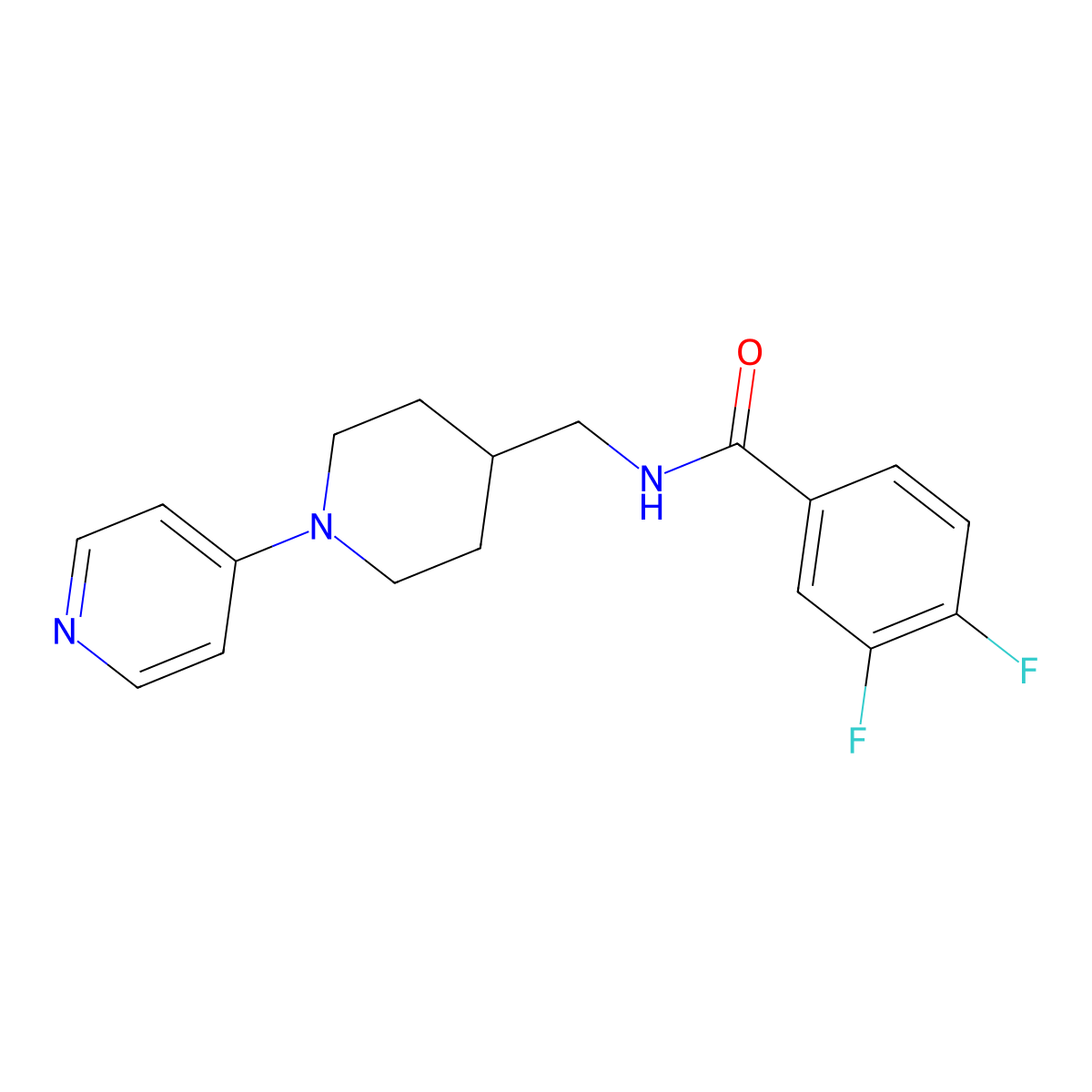 3,4-difluoro-N-((1-(pyridin-4-yl)piperidin-4-yl)methyl)benzamide molecular structure, CAS 2034504-16-8